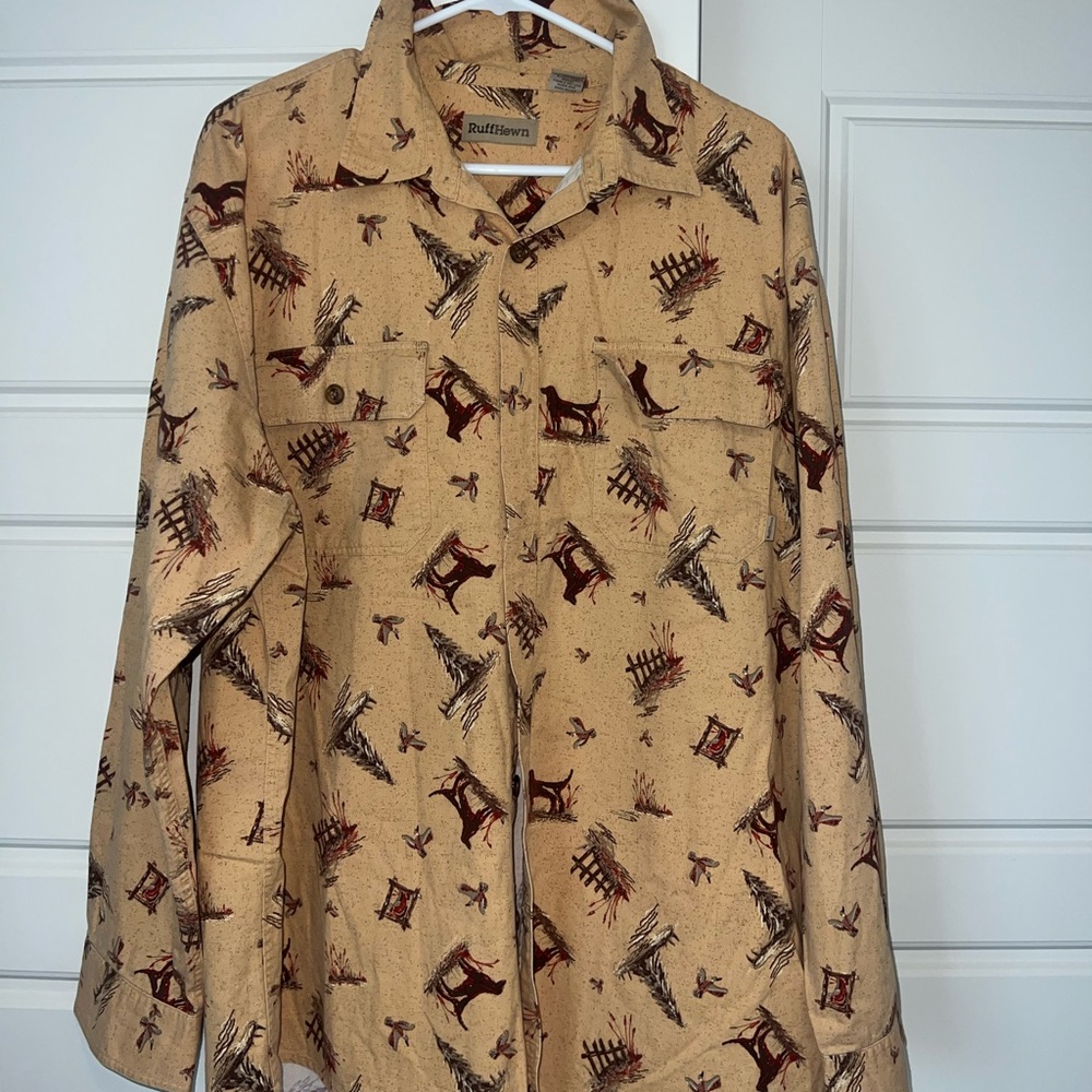 XL Ruff Hewn Duck Print Button Up